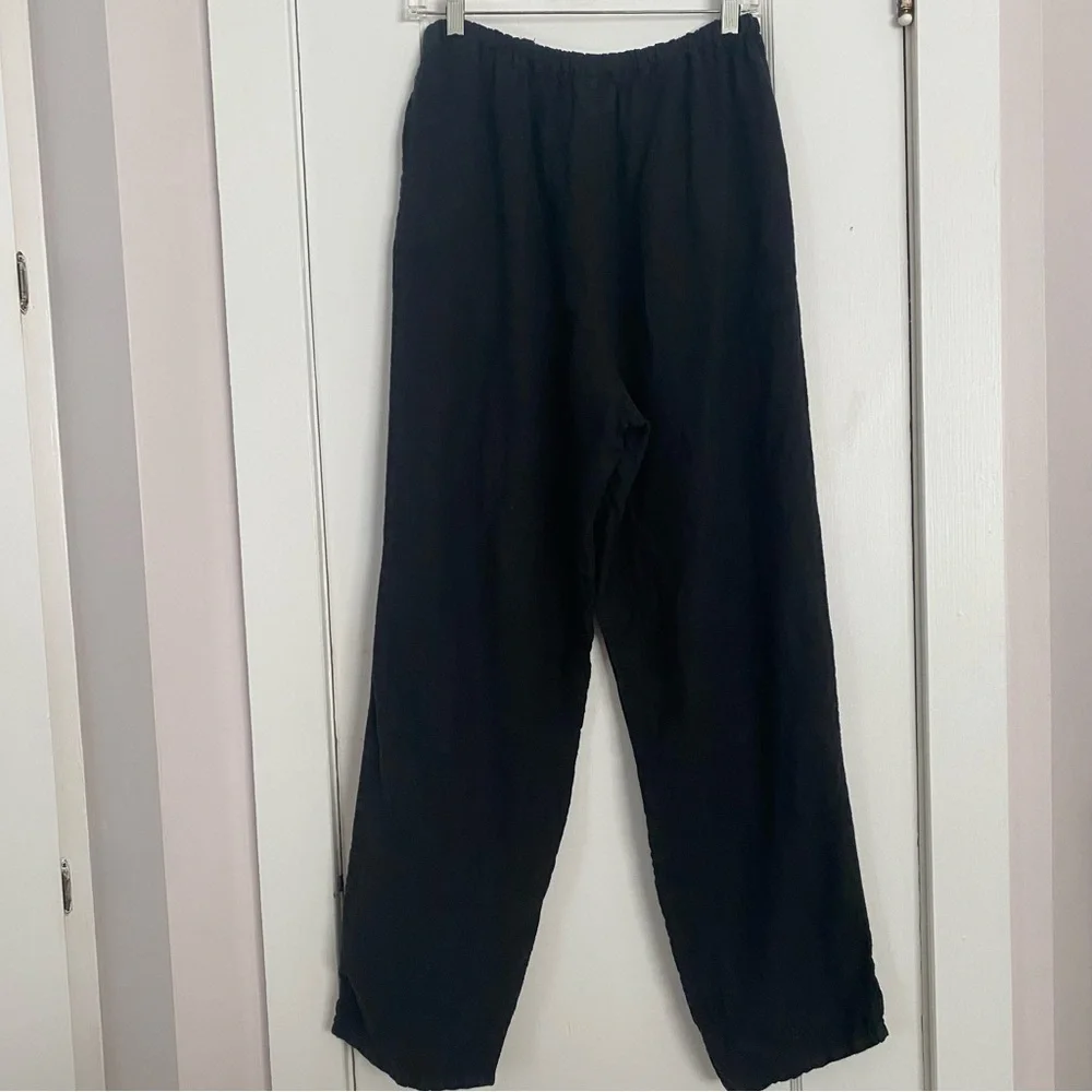 Black wide leg linen pants, women’s size L - Picture 5 of 7